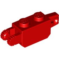 Hinge Brick 1 x 2 Locking with 1 Finger Vertical End and 2 Fingers Vertical End, 9 Teeth (Red)