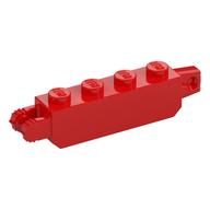 Hinge Brick 1 x 4 Locking with 1 Finger Vertical End and 2 Fingers Vertical End, 9 Teeth (Red)