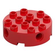 Brick Round 4 x 4 with 4 Side Pin Holes and Center Axle Hole (Red)