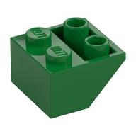 Brick Sloped Inverted 45° 2 x 2 [Ovoid Bottom Pin, Bar-sized Stud Holes] (Green)