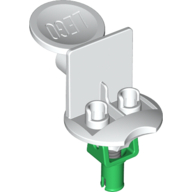 Sports Soccer Minifig Stand with Spring and Green Pin [Complete Assembly] (White)