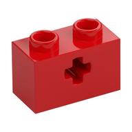 Technic Brick 1 x 2 with Axle Hole Type 1 [+ Opening] and Bottom Pin (Red)