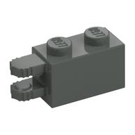 Hinge Brick 1 x 2 Locking with 2 Fingers Horizontal End, 9 Teeth (Dark Gray)