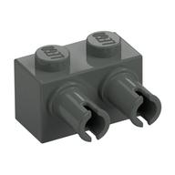 Brick Special 1 x 2 with 2 Pins, Round Pin Holes (Dark Gray)