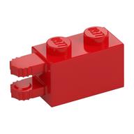 Hinge Brick 1 x 2 Locking with 2 Fingers Horizontal End, 9 Teeth (Red)