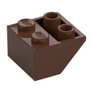 Brick Sloped Inverted 45° 2 x 2 [Ovoid Bottom Pin, Bar-sized Stud Holes] (Brown)