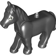 Duplo Animal Horse with One Stud and Moveable Head, Eyes Print (Black)