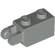 Hinge Brick 1 x 2 Locking with 2 Fingers Vertical End, 9 Teeth (Light Gray)