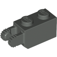 Hinge Brick 1 x 2 Locking with 2 Fingers Vertical End, 9 Teeth (Dark Gray)