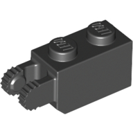 Hinge Brick 1 x 2 Locking with 2 Fingers Vertical End, 9 Teeth (Black)