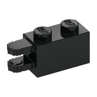 Hinge Brick 1 x 2 Locking with 2 Fingers Horizontal End, 9 Teeth (Black)