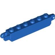 Hinge Brick 1 x 6 Locking with 1 Finger Vertical End and 2 Fingers Vertical End, 9 Teeth (Blue)