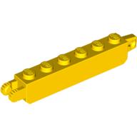 Hinge Brick 1 x 6 Locking with 1 Finger Vertical End and 2 Fingers Vertical End, 9 Teeth (Yellow)