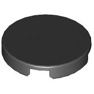 Tile Round 2 x 2 with Bottom Cross (Black)
