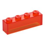Brick 1 x 4 without Bottom Tubes (Trans-Neon Orange)