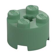 Brick Round 2 x 2 with Axle Hole (Sand Green)