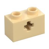 Technic Brick 1 x 2 with Axle Hole Type 1 [+ Opening] and Bottom Pin (Tan)