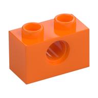 Technic Brick 1 x 2 [1 Pin Hole] (Orange)