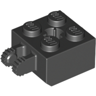 Hinge Brick 2 x 2 Locking with 2 Fingers Vertical and Axle Hole, 9 Teeth (Black)