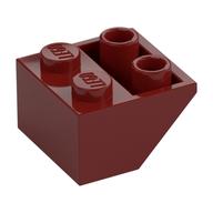 Brick Sloped Inverted 45° 2 x 2 [Ovoid Bottom Pin, Bar-sized Stud Holes] (Dark Red)