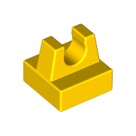 Tile Special 1 x 1 with Clip and Straight Tips (Yellow)