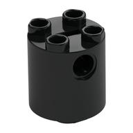 Brick Round 2 x 2 x 2 Robot Body, Axle Holder '+' Orientation (Black)