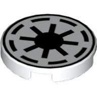 Tile Round 2 x 2 with Republic Eight-point Star Print (White)