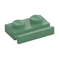 Plate Special 1 x 2 with Door Rail (Sand Green)