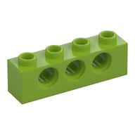 Technic Brick 1 x 4 [3 Pin Holes] (Lime)