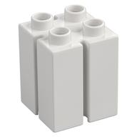 Duplo Brick 2 x 2 x 2 with Vertical Grooves (White)