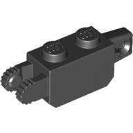 Hinge Brick 1 x 2 Locking with 1 Finger Vertical End and 2 Fingers Vertical End, 9 Teeth (Black)