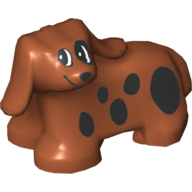 Duplo Animal Dog with Black Spots Print (Spot) (Dark Orange)