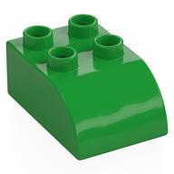 Duplo Brick 2 x 3 with Curved Top (Bright Green)
