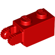 Hinge Brick 1 x 2 Locking with 2 Fingers Vertical End, 9 Teeth (Red)