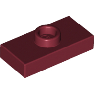 Plate Special 1 x 2 with 1 Stud without Groove (Jumper) (Dark Red)