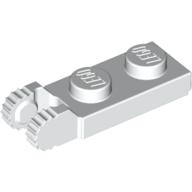 Hinge Plate 1 x 2 Locking with 2 Fingers On End, with Groove, 9 Teeth (White)