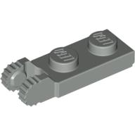 Hinge Plate 1 x 2 Locking with 2 Fingers On End, with Groove, 9 Teeth (Light Gray)