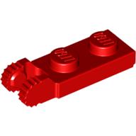 Hinge Plate 1 x 2 Locking with 2 Fingers On End, with Groove, 9 Teeth (Red)