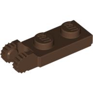 Hinge Plate 1 x 2 Locking with 2 Fingers On End, with Groove, 9 Teeth (Brown)