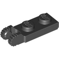 Hinge Plate 1 x 2 Locking with 2 Fingers On End, with Groove, 9 Teeth (Black)