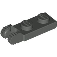 Hinge Plate 1 x 2 Locking with 2 Fingers On End, with Groove, 9 Teeth (Dark Gray)