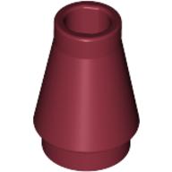 Cone 1 x 1 [No Top Groove] (Dark Red)