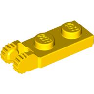 Hinge Plate 1 x 2 Locking with 2 Fingers On End, with Groove, 9 Teeth (Yellow)