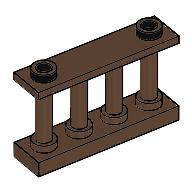 Fence Spindled 1 x 4 x 2 [2 Top Studs] (Brown)
