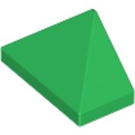Brick Sloped 45° 2 x 1 Triple with Ovoid Bottom Pin (Green)