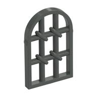 Window 1 x 2 x 2 & 2/3 Pane Twisted Bar with Rounded Top (Dark Gray)