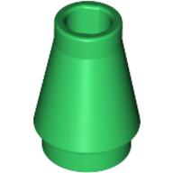 Cone 1 x 1 [No Top Groove] (Green)