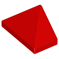 Brick Sloped 45° 2 x 1 Triple with Ovoid Bottom Pin (Red)