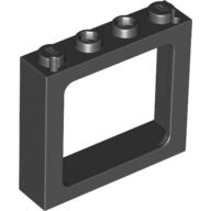 Window 1 x 4 x 3 Train with Shutter Holes and Solid Studs on Ends (Black)