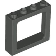 Window 1 x 4 x 3 Train with Shutter Holes and Solid Studs on Ends (Dark Gray)